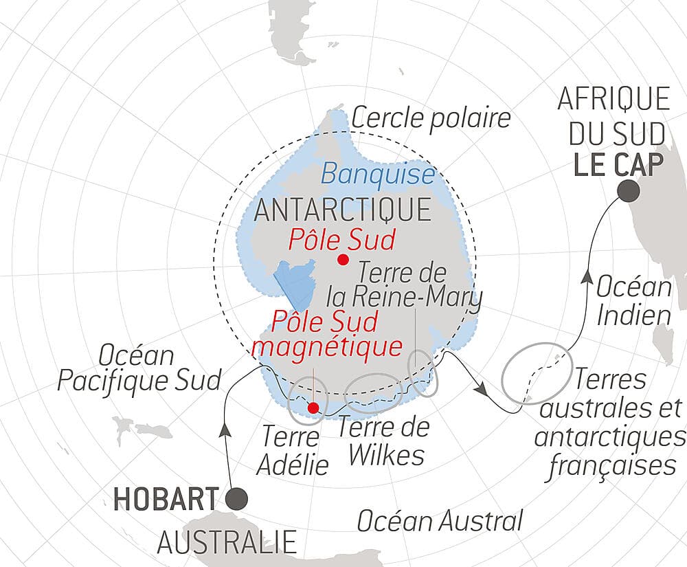 Côte est inexplorée de l’Antarctique et terres australes françaises