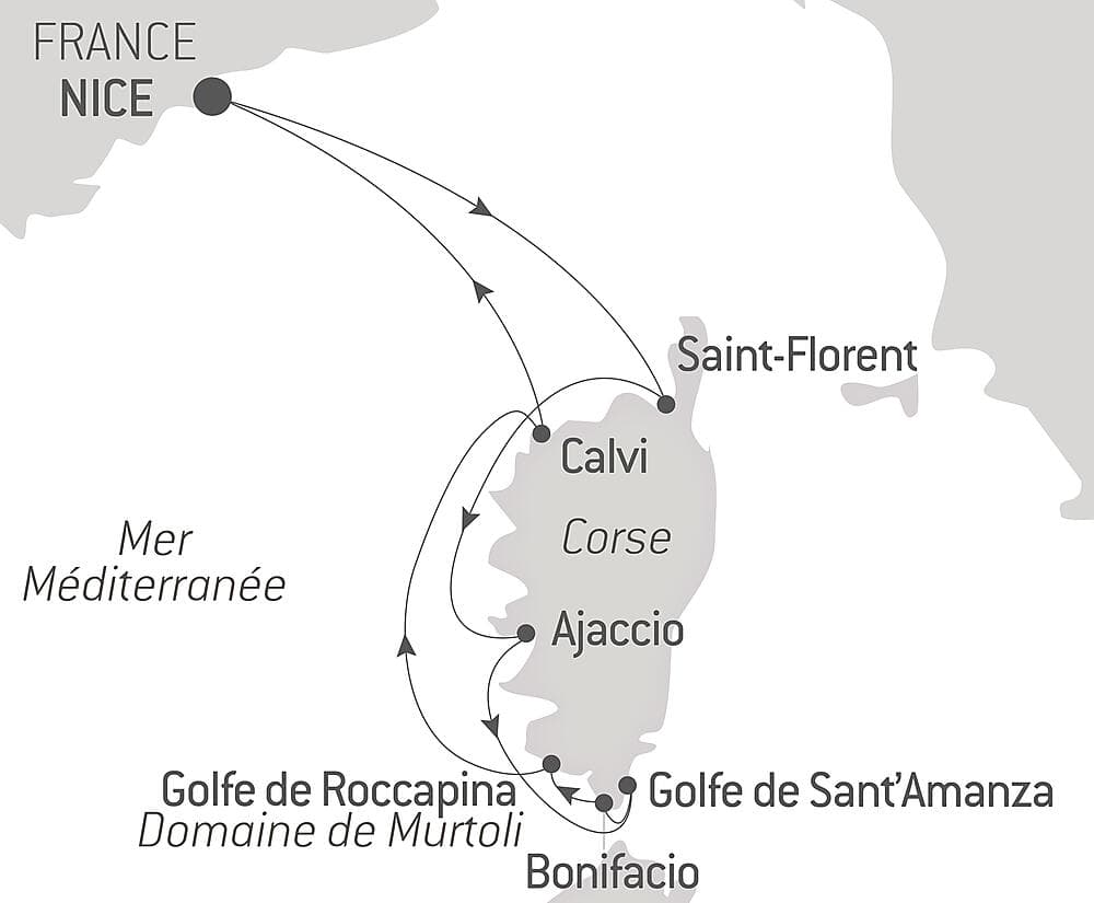 Rivages corses sous les voiles du Ponant