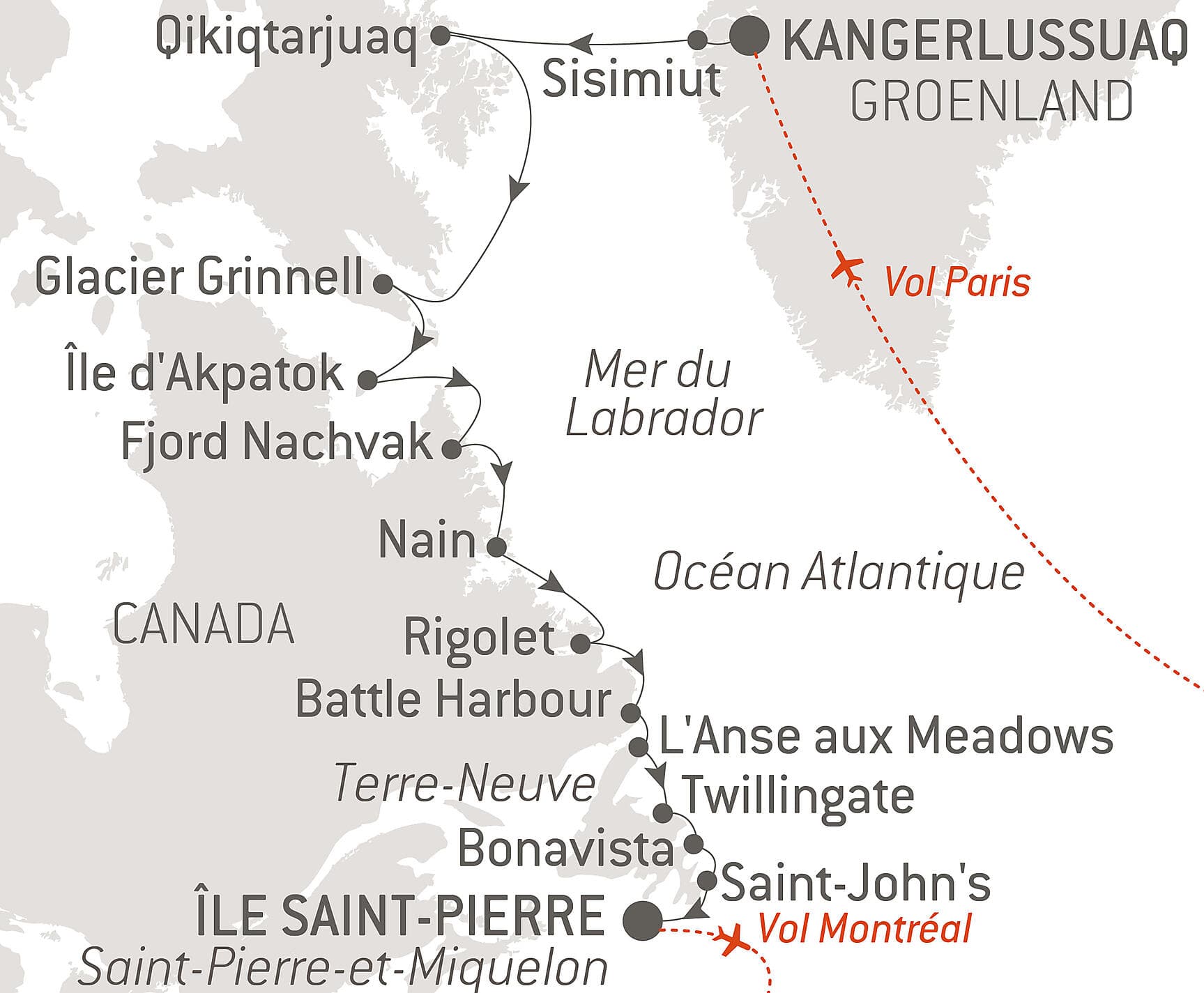 Des côtes sauvages du Groenland à la côte est du Canada
