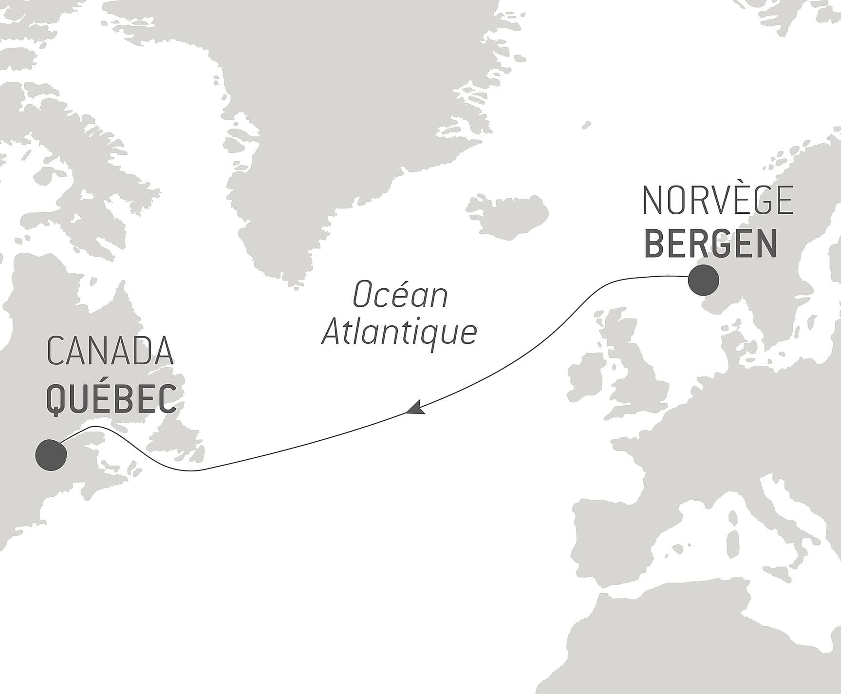Voyage en mer : Bergen - Québec