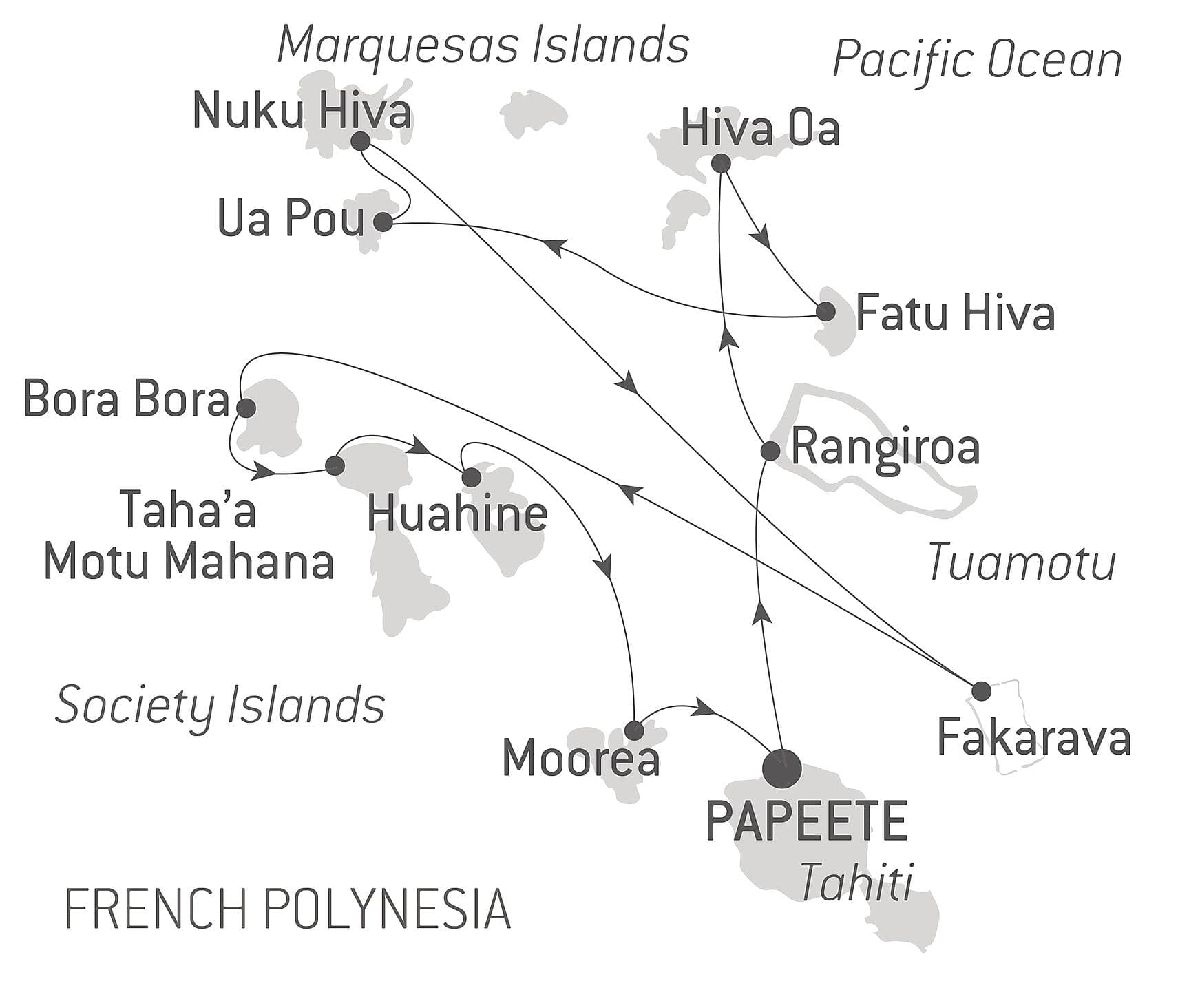 Marquises, Tuamotu et îles de la Société