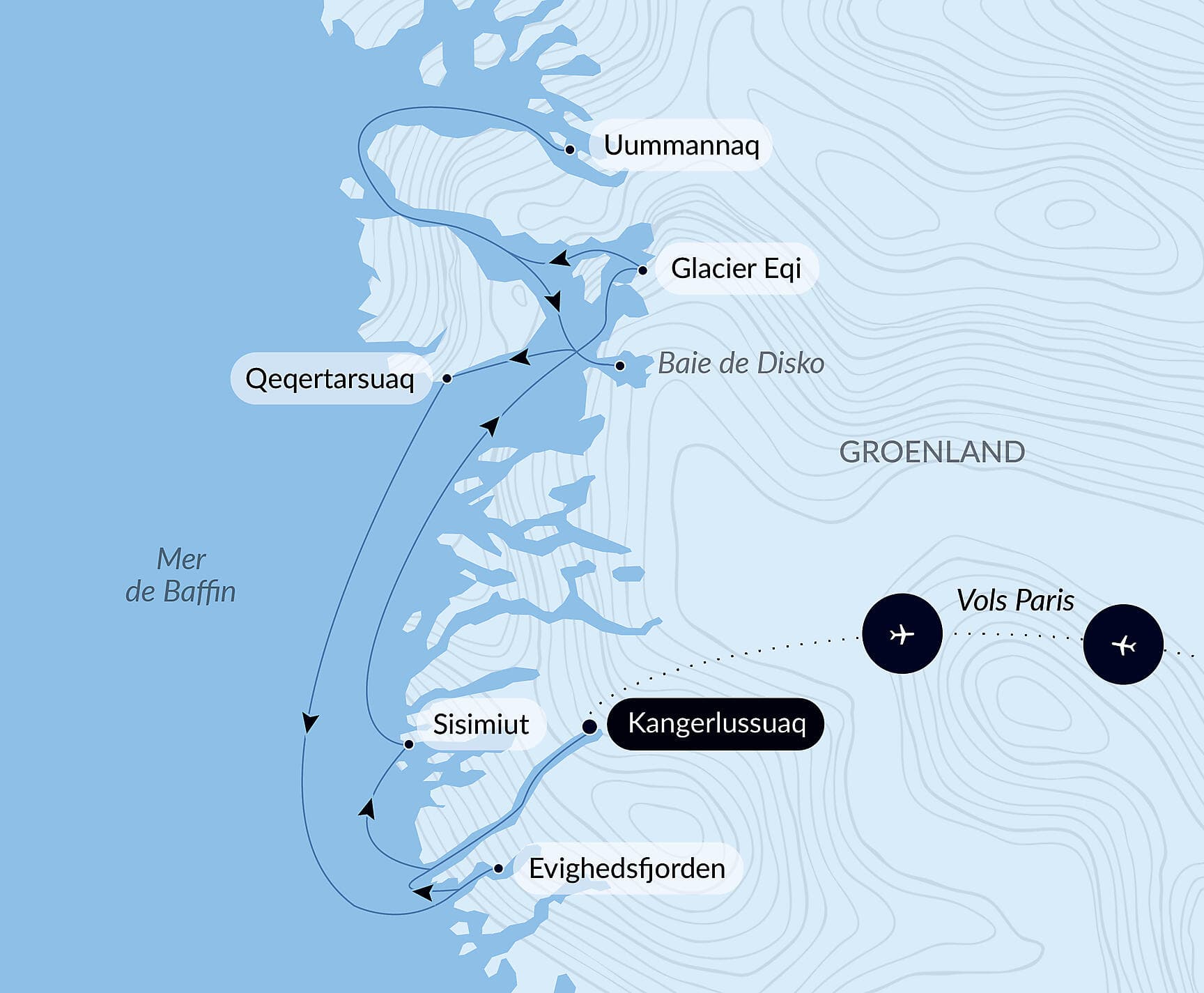 Baie de Disko et villages inuits